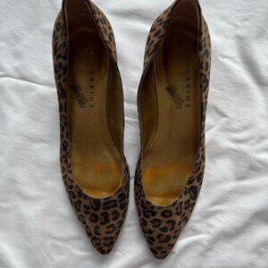 Bob Ellis Kitten Heels, Leopard Print Suede, Women's 8.5